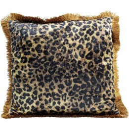 Kussen franje luipaard 55x55cm Kare Design