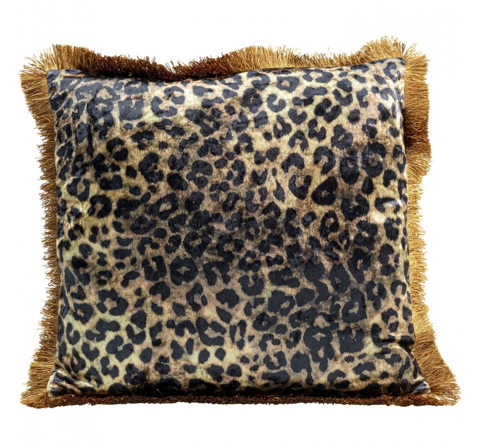 Kussen franje luipaard 55x55cm Kare Design