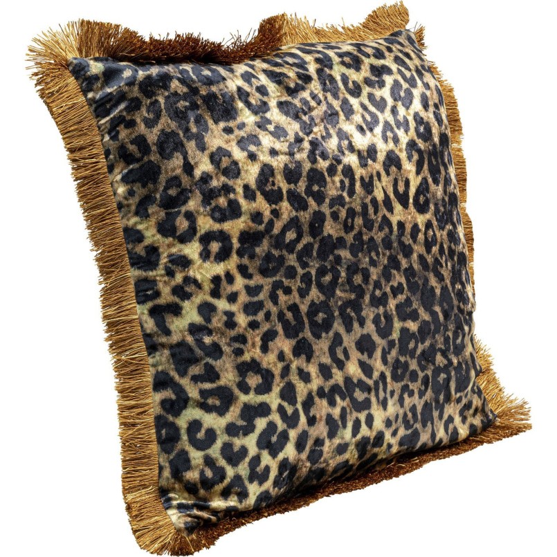 Kussen franje luipaard 55x55cm Kare Design