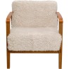 Fauteuil crème doux en bois et cuir - Simon - Kare Design