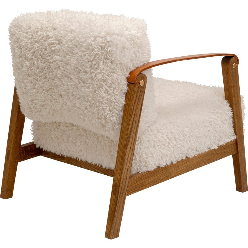 Fauteuil crème doux en bois et cuir - Simon - Kare Design