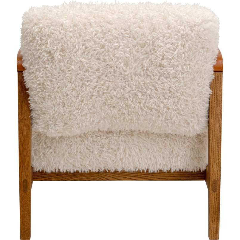 Fauteuil crème doux en bois et cuir - Simon - Kare Design
