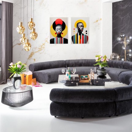 Tableau en verre femme rétro jaune 80x120cm Kare Design