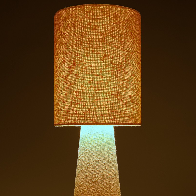 Lamp in krullend beige linnen en staal - Marleen - Kare Design
