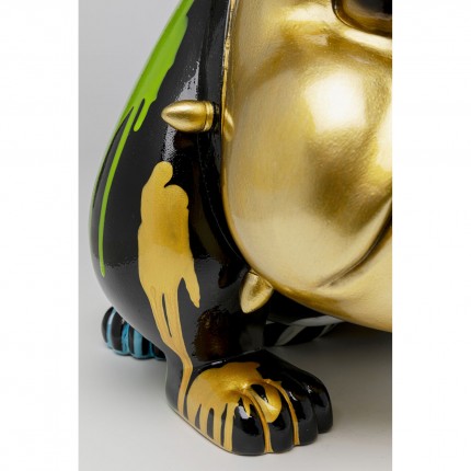 Déco chien féroce doré coulées de peinture XL Kare Design