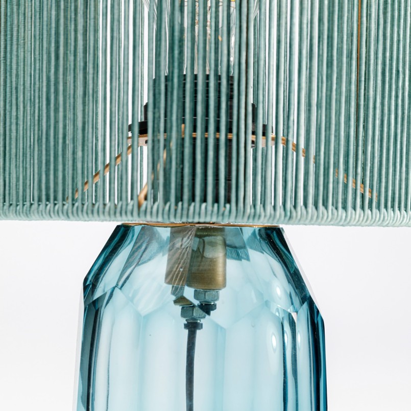 Lampe bleue en verre et fils de tissu - Veccio - Kare Design