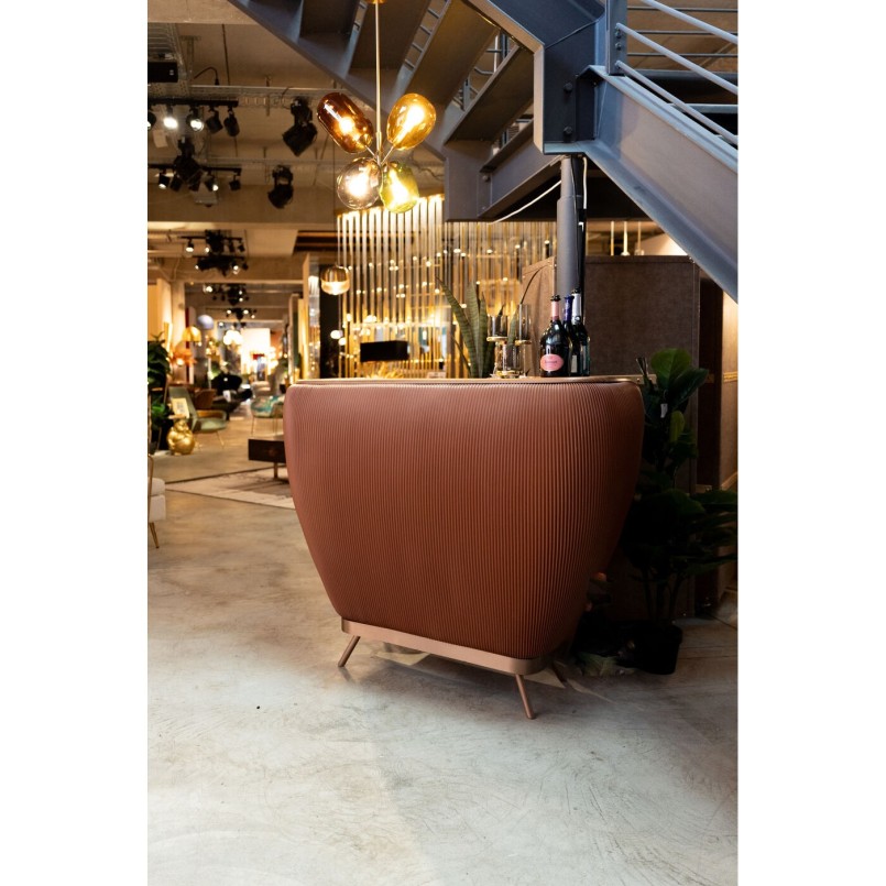 Vintage bar in walnoot en kunstleer - Rio - Kare Design