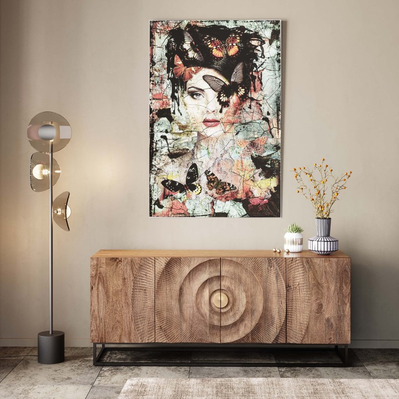 Tableau en verre femme papillons effet brisé - Kare Design