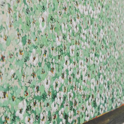 Tableau Touched fleurs pirogue 80x100cm beige et vert Kare Design