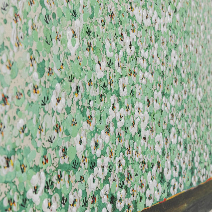 Tableau fleurs pirogue beige et vert - Touched - Kare Design