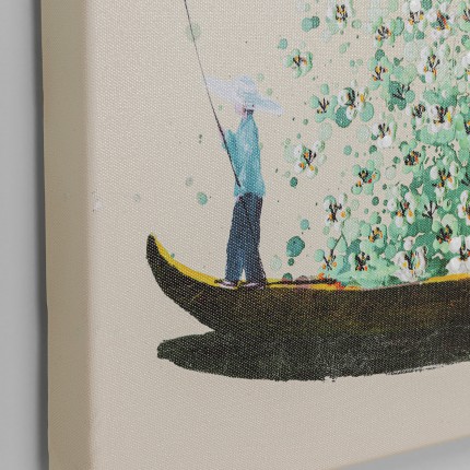 Schilderij Flower Boat 80x100cm beige en groen Kare Design