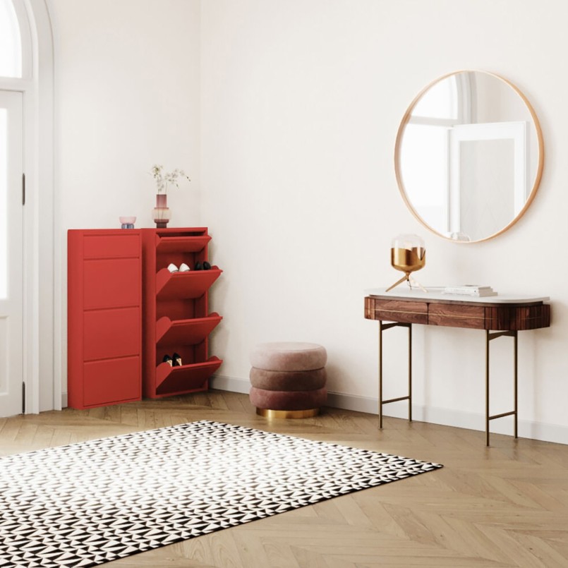 Schoenenkast Caruso rood 3+1 laden Kare Design
