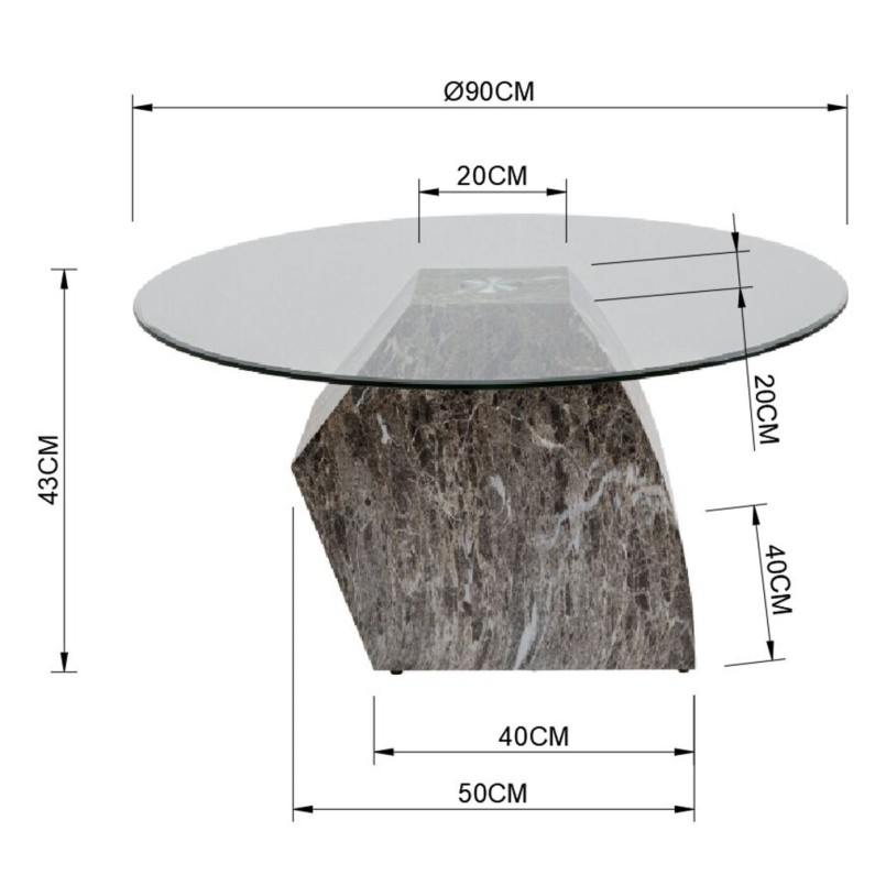 Table basse en acier imitation roche et verre - Rocky - Kare Design