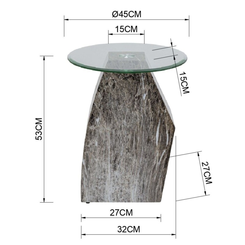 Table d'appoint en acier imitation roche et verre - Rocky - Kare Design