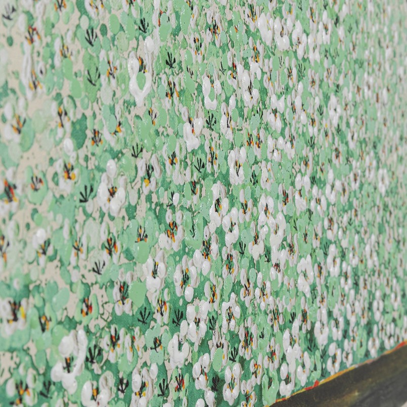 Tableau fleurs pirogue beige et vert - Touched - Kare Design