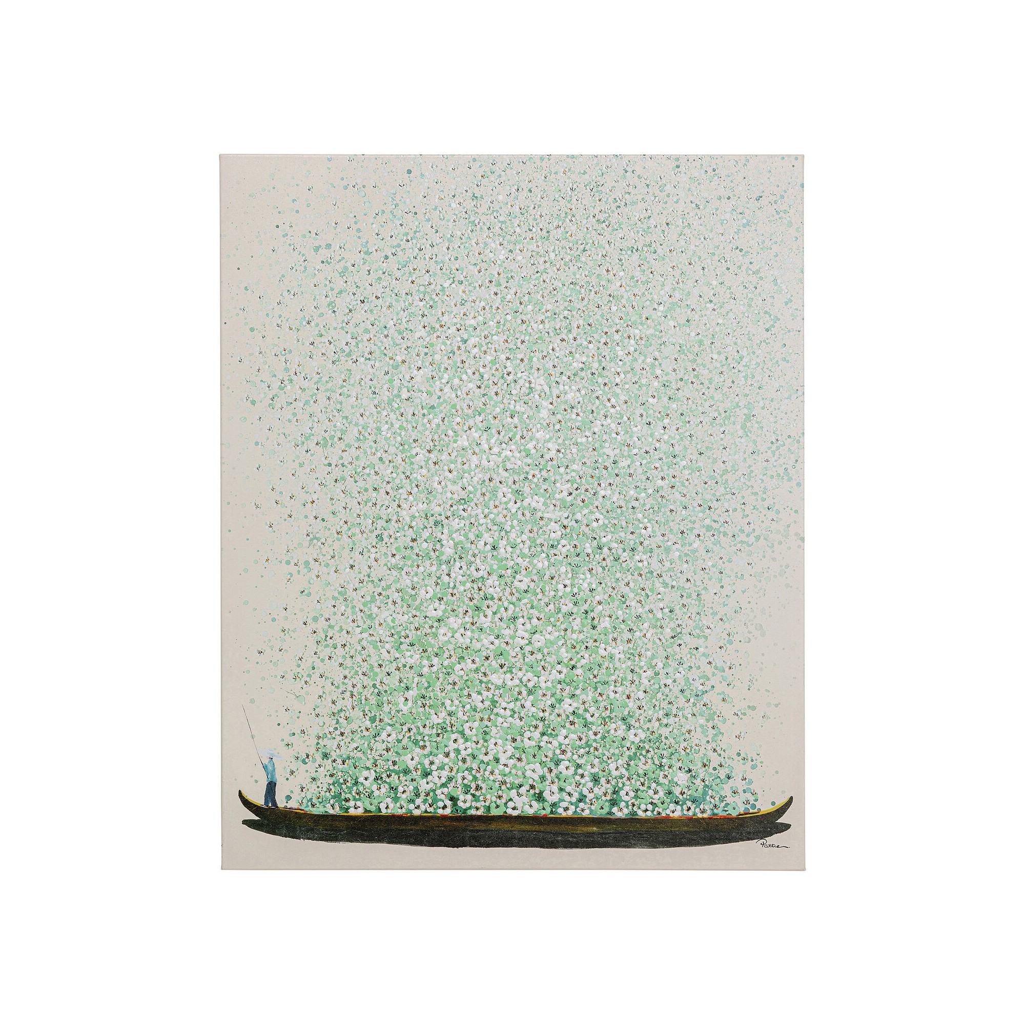 Picture Touched Flower Boat 40x50cm beige and green Kare Design