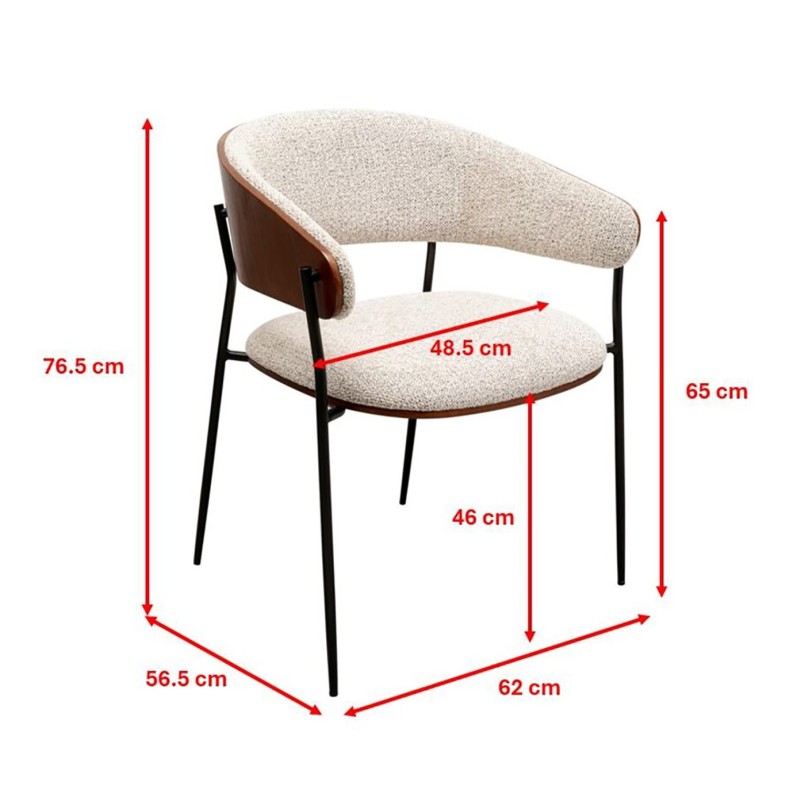 Chaise avec accoudoirs en tissu et noyer - Cindy - Kare Design