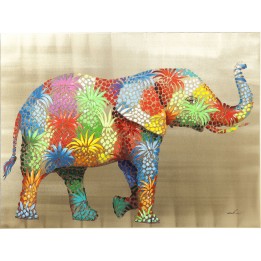 Tableau éléphant ananas multicolore - Touched - Kare Design