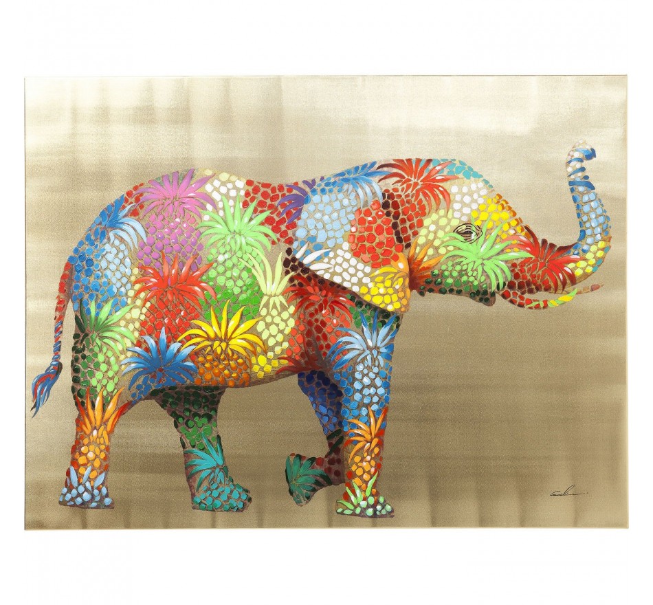 Picture Touched elephant pineapples 50x40cm Kare Design
