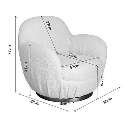 Swivel Armchair Nube Boucle cream Kare Design