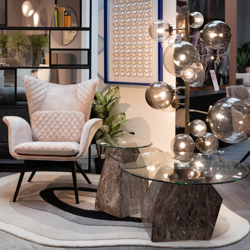 Table basse en acier imitation roche et verre - Rocky - Kare Design