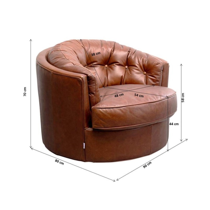 Brown leather swivel armchair - Music Hall - Kare Design