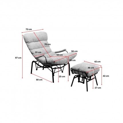 Fauteuil en Voetensteun Vienna Swing geel Kare Design