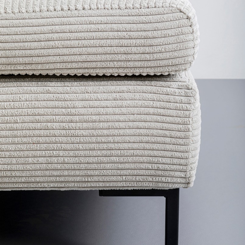 Pouf en tissu côtelé gris et acier noir - Gianni - Kare Design