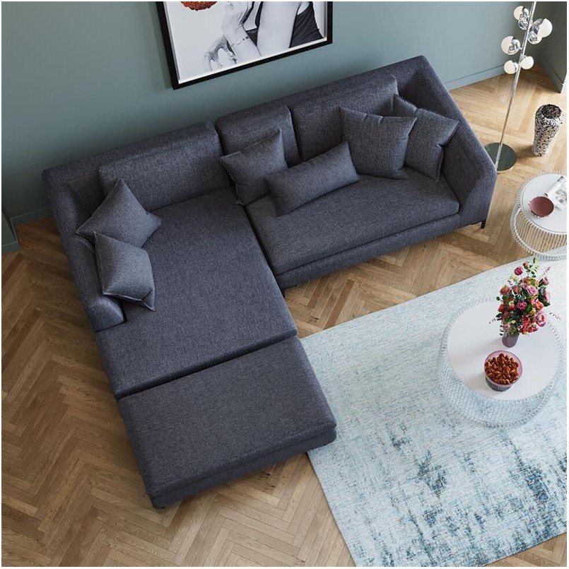 Donkergrijze stoffen poef - Gianni - Kare Design