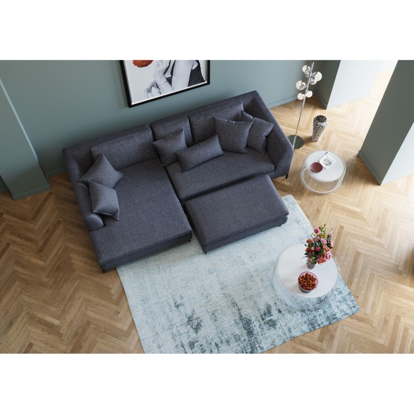 Donkergrijze stoffen poef - Gianni - Kare Design