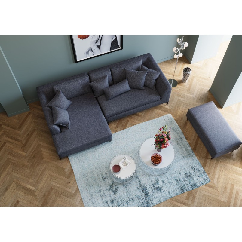 Pouf repose-pieds en tissu gris foncé - Gianni - Kare Design
