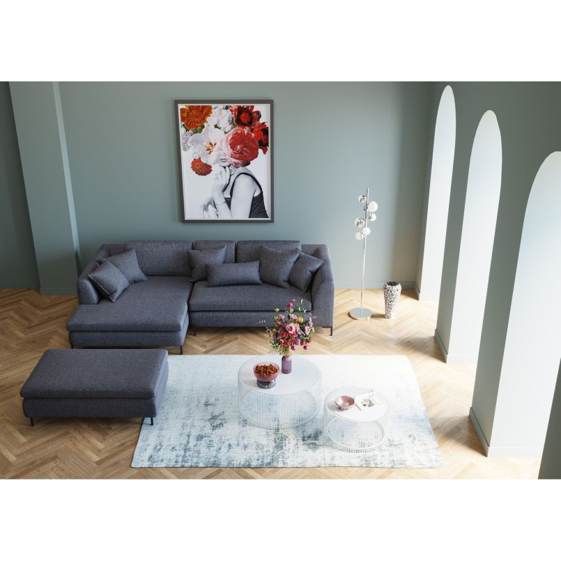 Dark grey fabric footstool - Gianni - Kare Design