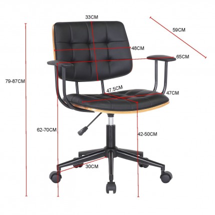 Chaise de bureau pivotante Nelly noire Kare Design