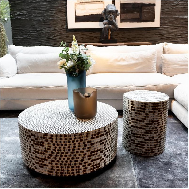 Table d'appoint ronde noire et blanche - Piano - Kare Design