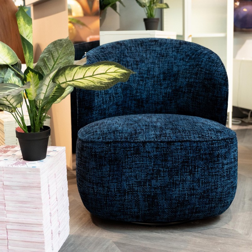 Swivel Armchair Ellie dark blue Kare Design