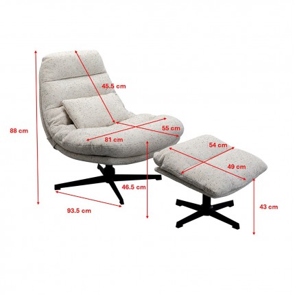 Draaifauteuil en Voetsteun Columbia Kare Design