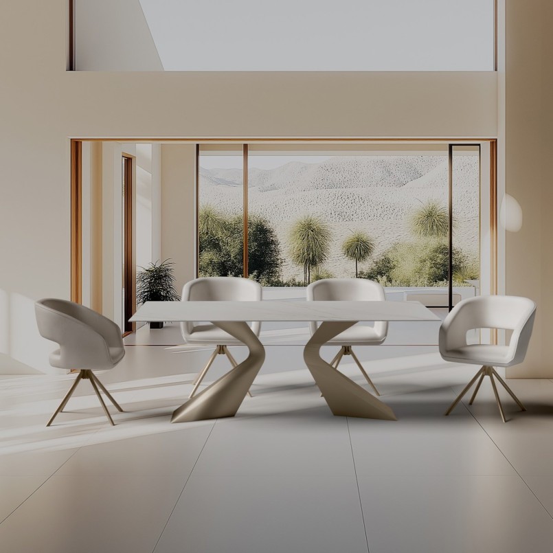 Chaise avec accoudoirs pivotante beige - Gina - Kare Design