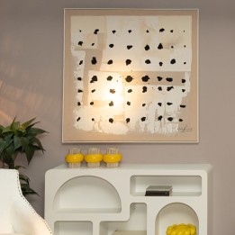 Toile beige et blanche à pois noirs - Creative Dots - Kare Design