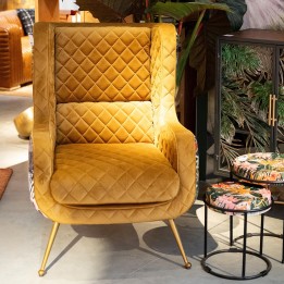 Ochre velvet armchair with jungle prints - Nona - Kare Design