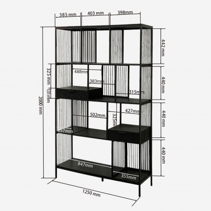 Bookshelf Bologna zwart 200x125cm Kare Design