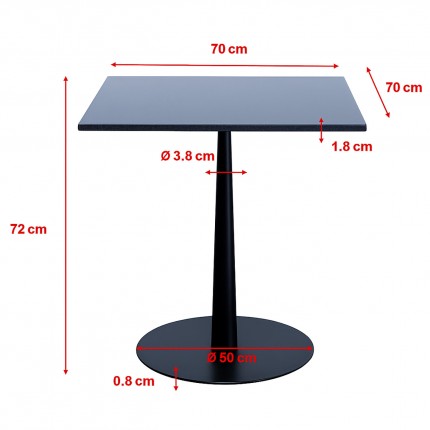 Table Bistrot Capri 70x70cm black granite Kare Design