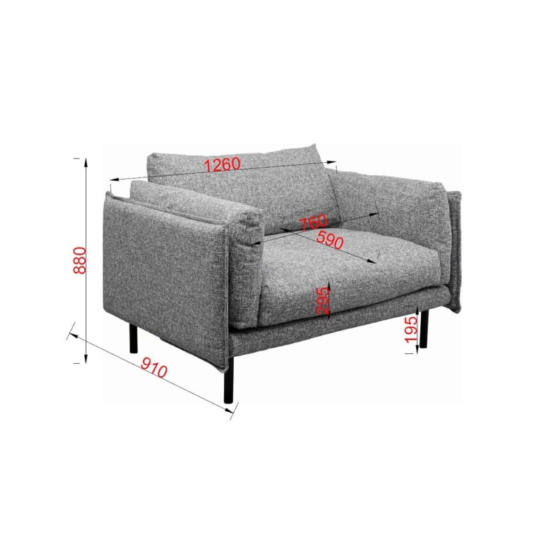 Fauteuil gris avec accoudoirs - Pola - Kare Design