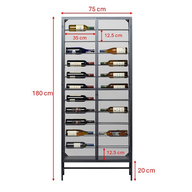 Flessenhouder Porto 180x75cm zwart Kare Design