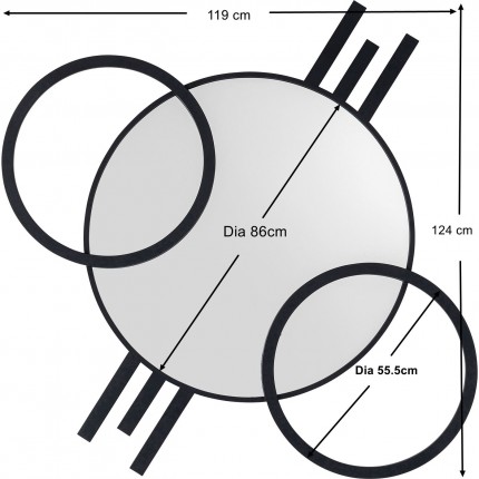 Wall Mirror Triple Cercle black 119x124cm Kare Design