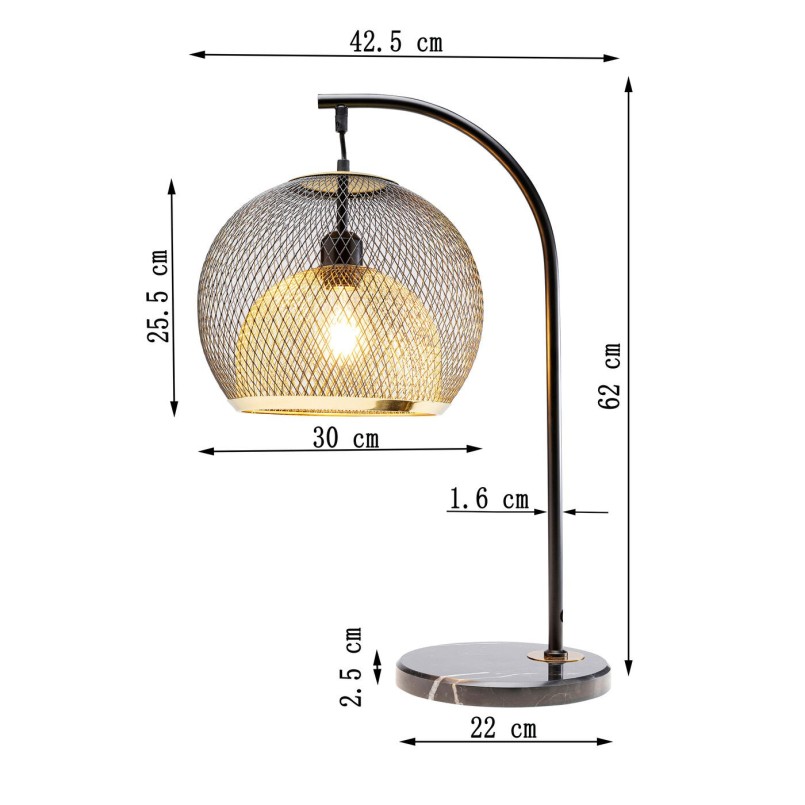 Tafellamp in staal en zwart marmer - Gratos - Kare Design