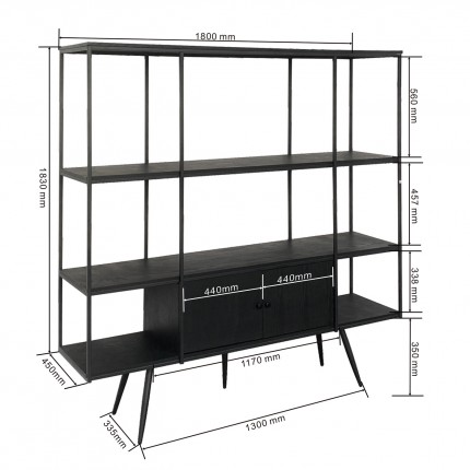 Étagère Cosy Sixties 183x180cm noire Kare Design
