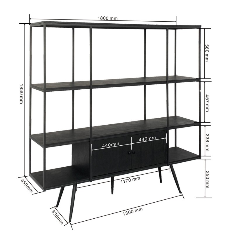 Étagère noire en chêne et acier - Cosy Sixties - Kare Design
