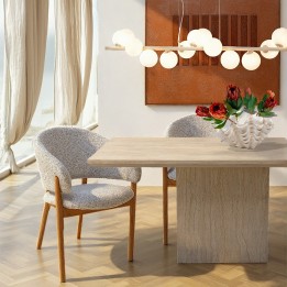 Chaise avec accoudoirs en tissu tressé et chêne - August - Kare Design