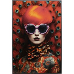 Tableau encadré LED Fancy rouge Lady 75x55cm
