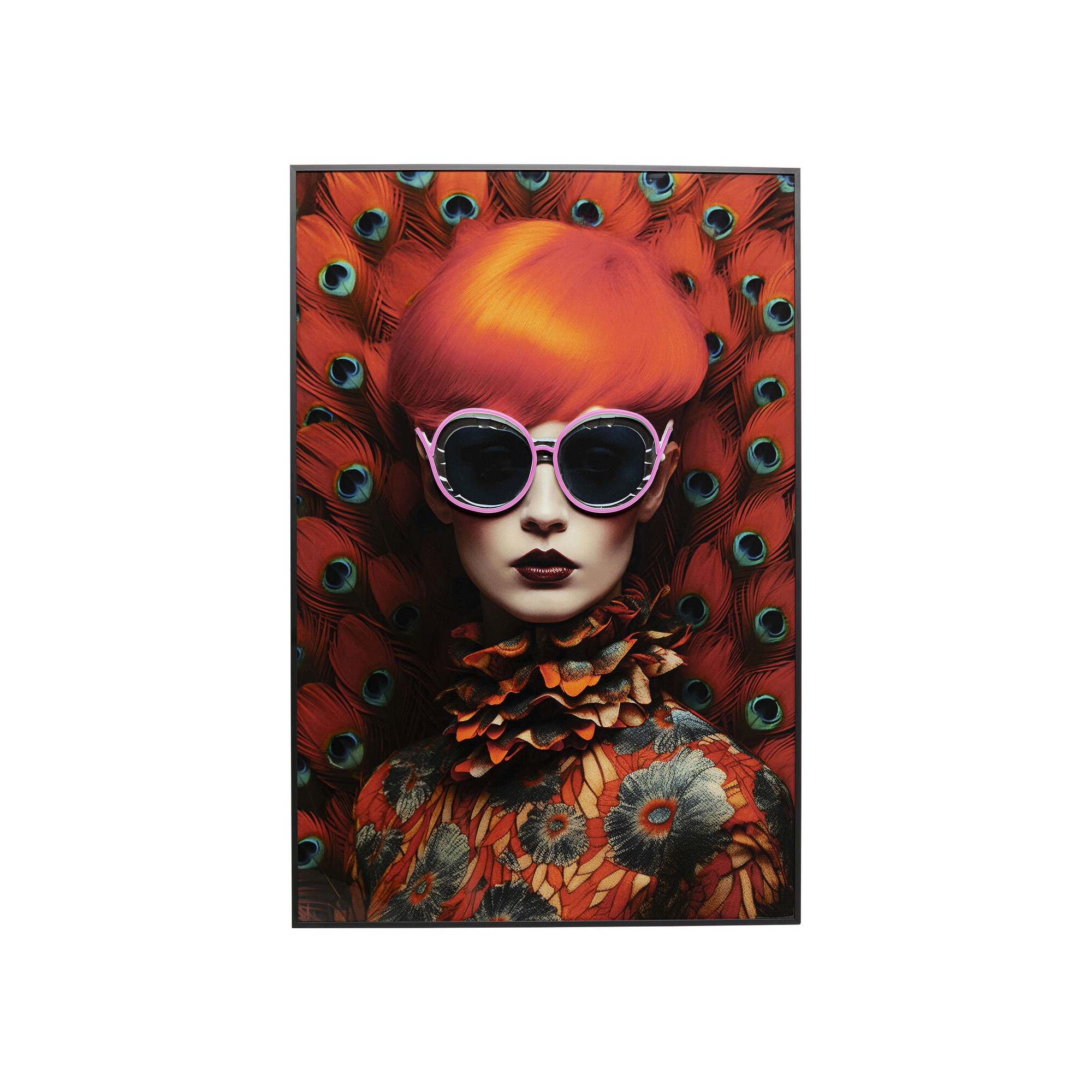 Tableau encadré LED Fancy rouge Lady 75x55cm